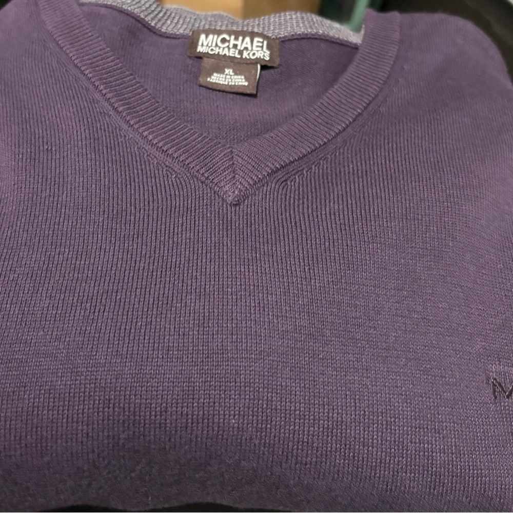 Michael Kors Purple V-Neck Sweater
